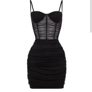 NWT Heiress black corset mesh dress